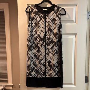 Vince 100% SILK  Black and Cream Midi shift Dress
